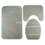 Max 3 Pieces Bathroom Bath Mat U-Shape Contour Foot Mat Toilet Lid Cover A