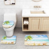 Max 3 Pieces Bathroom Bath Mat U-Shape Contour Foot Mat Toilet Lid Cover C