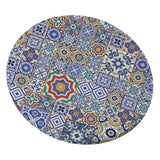 Max Stretch Round Dining Table Top Cover Waterproof Tablecloth Floral Diagram