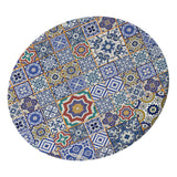 Max Stretch Round Dining Table Top Cover Waterproof Tablecloth Floral Diagram