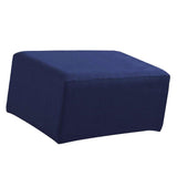 Max Stretch Ottoman Pouf Cover Footrest Stool Slipcover Protector a Dark Blue