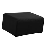 Max Stretch Ottoman Pouf Cover Footrest Stool Slipcover Protector a Black