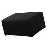 Max Stretch Ottoman Pouf Cover Footrest Stool Slipcover Protector a Black