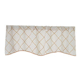 Max Embroidered Grid Valance Curtain Short Coffee Curtain White_A 52x18inch