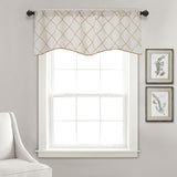 Max Embroidered Grid Valance Curtain Short Coffee Curtain White_A 52x18inch