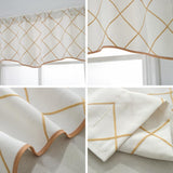 Max Embroidered Grid Valance Curtain Short Coffee Curtain White_A 52x18inch