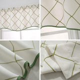 Max Embroidered Grid Valance Curtain Short Coffee Curtain White_B 52x18inch