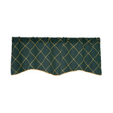 Max Embroidered Grid Valance Curtain Short Coffee Curtain Dark Green_A 42x18inch