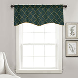 Max Embroidered Grid Valance Curtain Short Coffee Curtain Dark Green_A 42x18inch