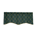 Max Embroidered Grid Valance Curtain Short Coffee Curtain Dark Green_A 52x18inch