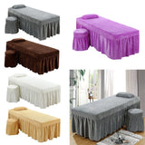 SPA Massage Table Sheet Set Bed Skirt 185x70cm Facial Bed Cover w/Hole