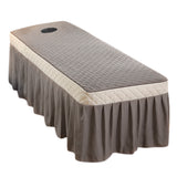 SPA Massage Table Skirt Beauty Bed Quilted Sheet with Valance Grey