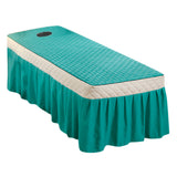 SPA Massage Table Skirt Beauty Bed Quilted Sheet with Valance Green