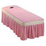 SPA Massage Table Skirt Beauty Bed Quilted Sheet with Valance Pink