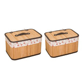 Max Weaving Storage Basket Bamboo Handmade Snacks Toys Storage Box with Lid Style01