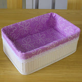 Max Bamboo Woven Folding Storage Box Laundry Basket with Wood Lid 36x26x14CM