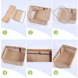 Max Bamboo Woven Folding Storage Box Laundry Basket with Wood Lid 36x26x14CM