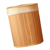 Max Bamboo Woven Foldable Storage Bin Oval Laundry Basket with Lid