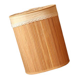 Max Bamboo Woven Foldable Storage Bin Oval Laundry Basket with Lid