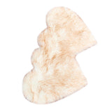 Max Heart Shaped Area Rug, Artificial Wool Shaggy Floor Mat Carpet White-Yellow