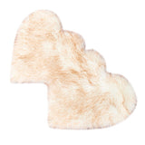 Max Heart Shaped Area Rug, Artificial Wool Shaggy Floor Mat Carpet White-Yellow