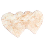 Max Heart Shaped Area Rug, Artificial Wool Shaggy Floor Mat Carpet White-Yellow