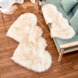 Max Heart Shaped Area Rug, Artificial Wool Shaggy Floor Mat Carpet White-Yellow