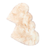 Max Heart Shaped Area Rug, Artificial Wool Shaggy Floor Mat Carpet White-Yellow