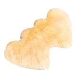 Max Heart Shaped Area Rug, Artificial Wool Shaggy Floor Mat Carpet Beige