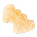 Max Heart Shaped Area Rug, Artificial Wool Shaggy Floor Mat Carpet Beige