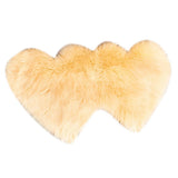 Max Heart Shaped Area Rug, Artificial Wool Shaggy Floor Mat Carpet Beige