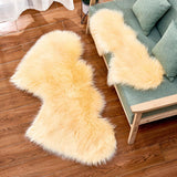 Max Heart Shaped Area Rug, Artificial Wool Shaggy Floor Mat Carpet Beige