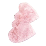Max Heart Shaped Area Rug, Artificial Wool Shaggy Floor Mat Carpet Pink