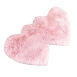 Max Heart Shaped Area Rug, Artificial Wool Shaggy Floor Mat Carpet Pink