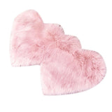 Max Heart Shaped Area Rug, Artificial Wool Shaggy Floor Mat Carpet Pink