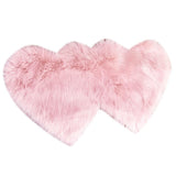 Max Heart Shaped Area Rug, Artificial Wool Shaggy Floor Mat Carpet Pink