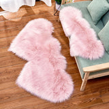 Max Heart Shaped Area Rug, Artificial Wool Shaggy Floor Mat Carpet Pink