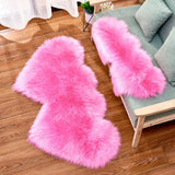 Max Heart Shaped Area Rug, Artificial Wool Shaggy Floor Mat Carpet Rose Red