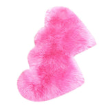 Max Heart Shaped Area Rug, Artificial Wool Shaggy Floor Mat Carpet Rose Red