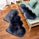 Max Heart Shaped Area Rug, Artificial Wool Shaggy Floor Mat Carpet Deep Grey