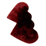 Max Heart Shaped Area Rug, Artificial Wool Shaggy Floor Mat Carpet Wine Red