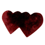 Max Heart Shaped Area Rug, Artificial Wool Shaggy Floor Mat Carpet Wine Red