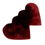 Max Heart Shaped Area Rug, Artificial Wool Shaggy Floor Mat Carpet Wine Red