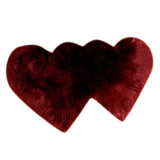 Max Heart Shaped Area Rug, Artificial Wool Shaggy Floor Mat Carpet Wine Red