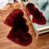Max Heart Shaped Area Rug, Artificial Wool Shaggy Floor Mat Carpet Wine Red