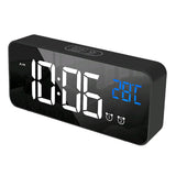 Max Multipurpose Full LED HD Mute Bedside Mirror Electronic Alarm Clock Black
