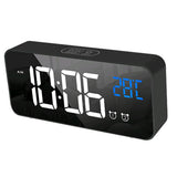 Max Multipurpose Full LED HD Mute Bedside Mirror Electronic Alarm Clock Black