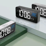 Max Multipurpose Full LED HD Mute Bedside Mirror Electronic Alarm Clock Black