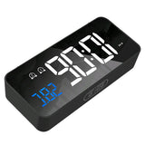 Max Multipurpose Full LED HD Mute Bedside Mirror Electronic Alarm Clock Black