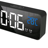 Max Multipurpose Full LED HD Mute Bedside Mirror Electronic Alarm Clock Black